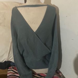 Green sweater 3xl v neck polyester viscose and nylon blend